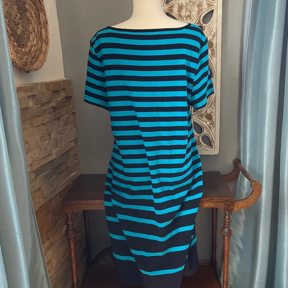 Nautical Striped Lace-Up shirt midi dress - Picture 3 of 6